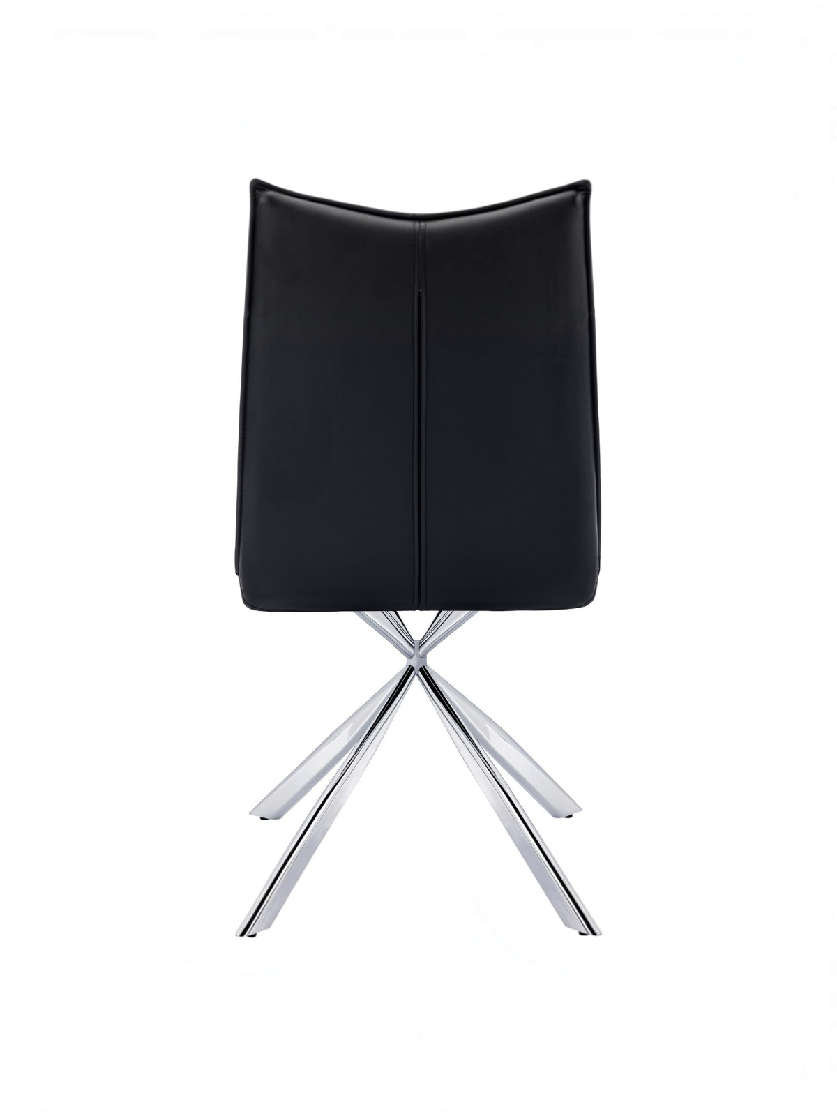Chaise Marika TOCO Meubles en similicuir noir avec dossier capitonné et pattes en métal chromé en forme d'étoile
