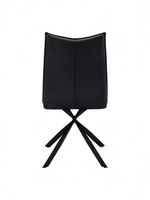 Chaise Marika TOCO Meubles noire en similicuir avec dossier capitonné et pieds en métal croisés en forme d'étoile