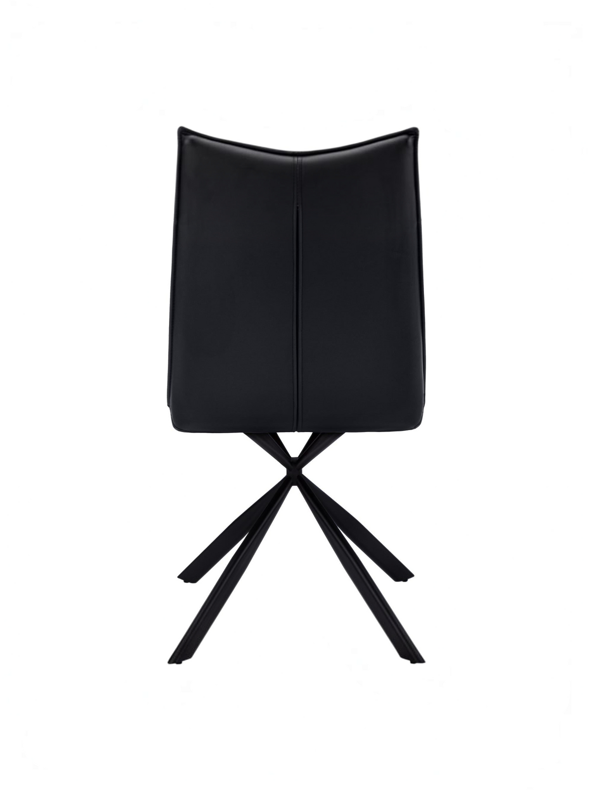 Chaise Marika TOCO Meubles noire en similicuir avec dossier capitonné et pieds en métal croisés en forme d'étoile