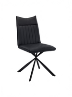 Chaise Marika TOCO Meubles en similicuir noir avec dossier capitonné et base en métal noir en forme d'étoile