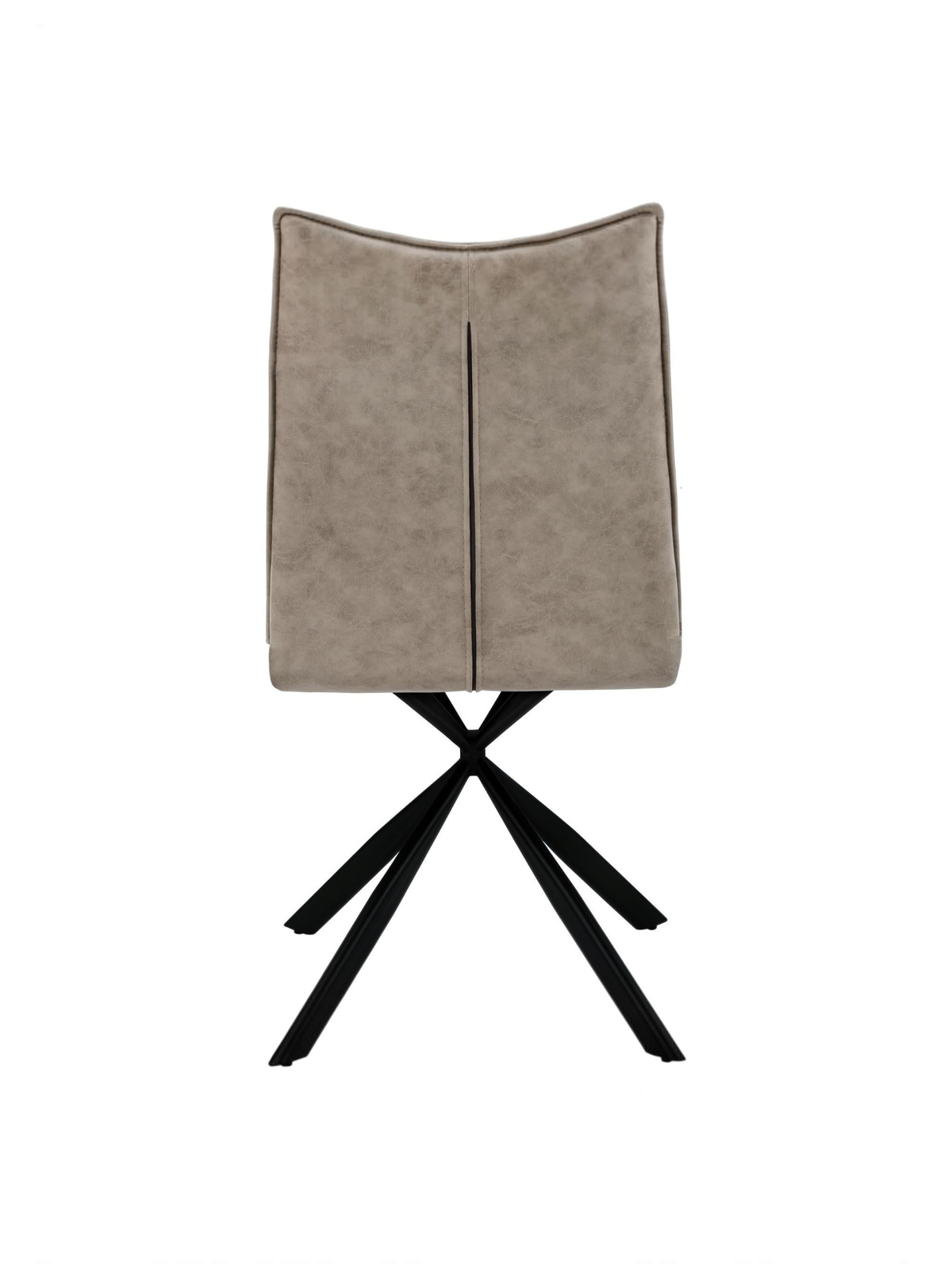 Chaise Marika TOCO Meubles taupe avec dossier capitonné et pieds en métal noir croisés en étoile vue de dos