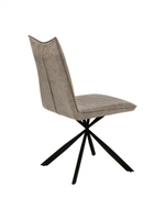 Chaise Marika TOCO Meubles taupe avec capitonnage vertical et base en métal noir en forme d'étoile