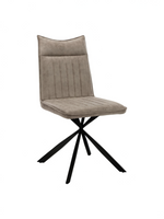 Chaise Marika TOCO Meubles taupe avec capitonnage vertical et base en métal noir en forme d'étoile