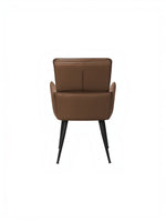 Chaise de salle à manger Milo TOCO Meubles en similicuir brun avec accoudoirs et pieds en métal noir