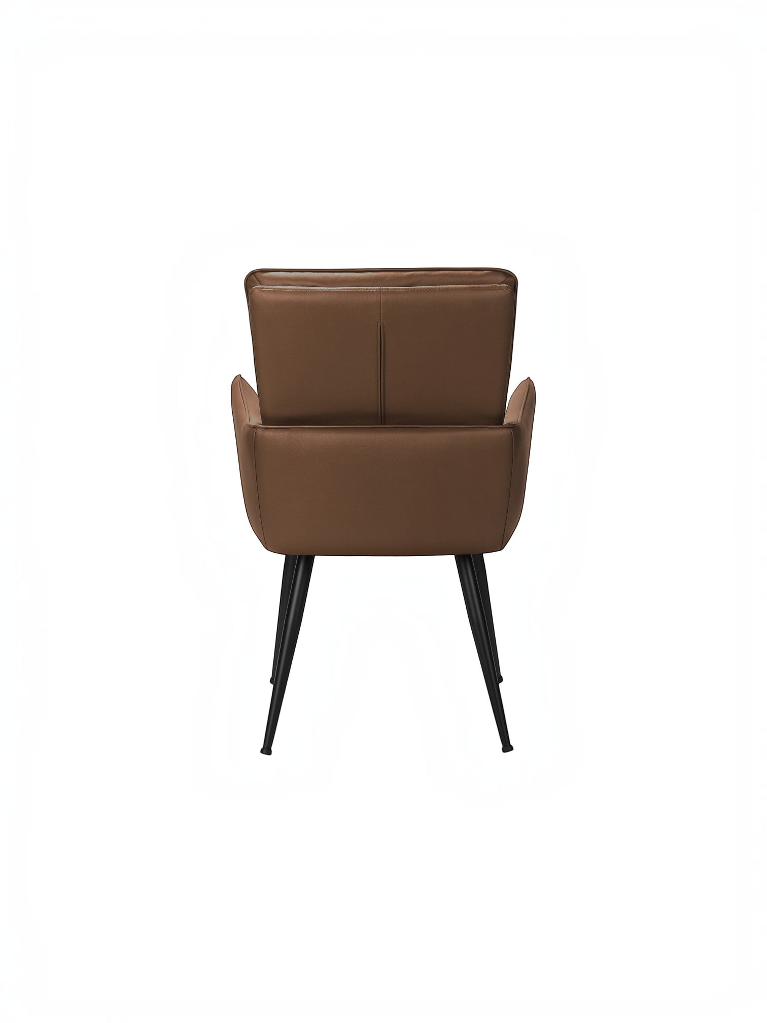 Chaise de salle à manger Milo TOCO Meubles en similicuir brun avec accoudoirs et pieds en métal noir
