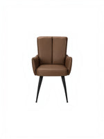 Chaise de salle à manger Milo TOCO Meubles en similicuir brun avec accoudoirs et pieds en métal noir