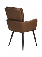 Chaise de salle à manger Milo par TOCO Meubles en cuir synthétique marron avec pieds en métal noir, vue arrière