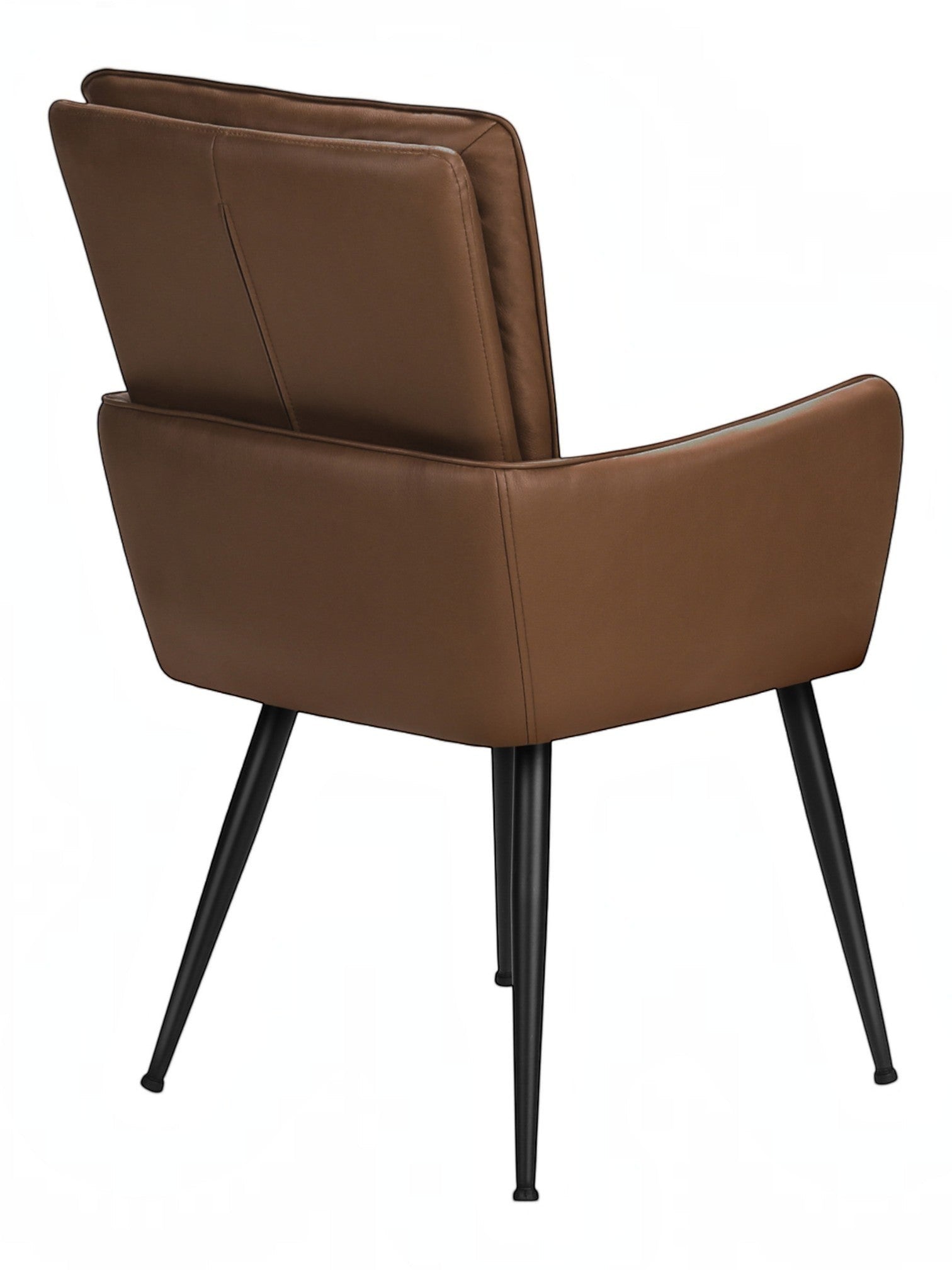 Chaise de salle à manger Milo TOCO Meubles en cuir marron avec dossier rembourré et pieds en métal noir