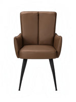 Chaise de salle à manger Milo par TOCO Meubles en similicuir marron avec pieds en métal noir