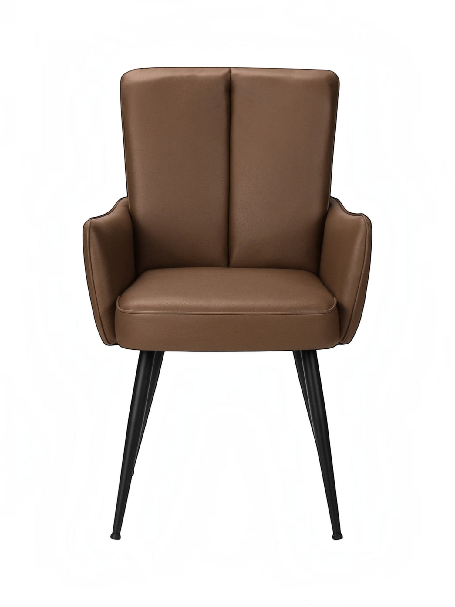 Chaise de salle à manger Milo par TOCO Meubles en similicuir marron avec pieds en métal noir