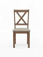 Chaise Monarch 1311 de TOCO Meubles en bois brun avec dossier en croix et assise rembourrée en tissu beige