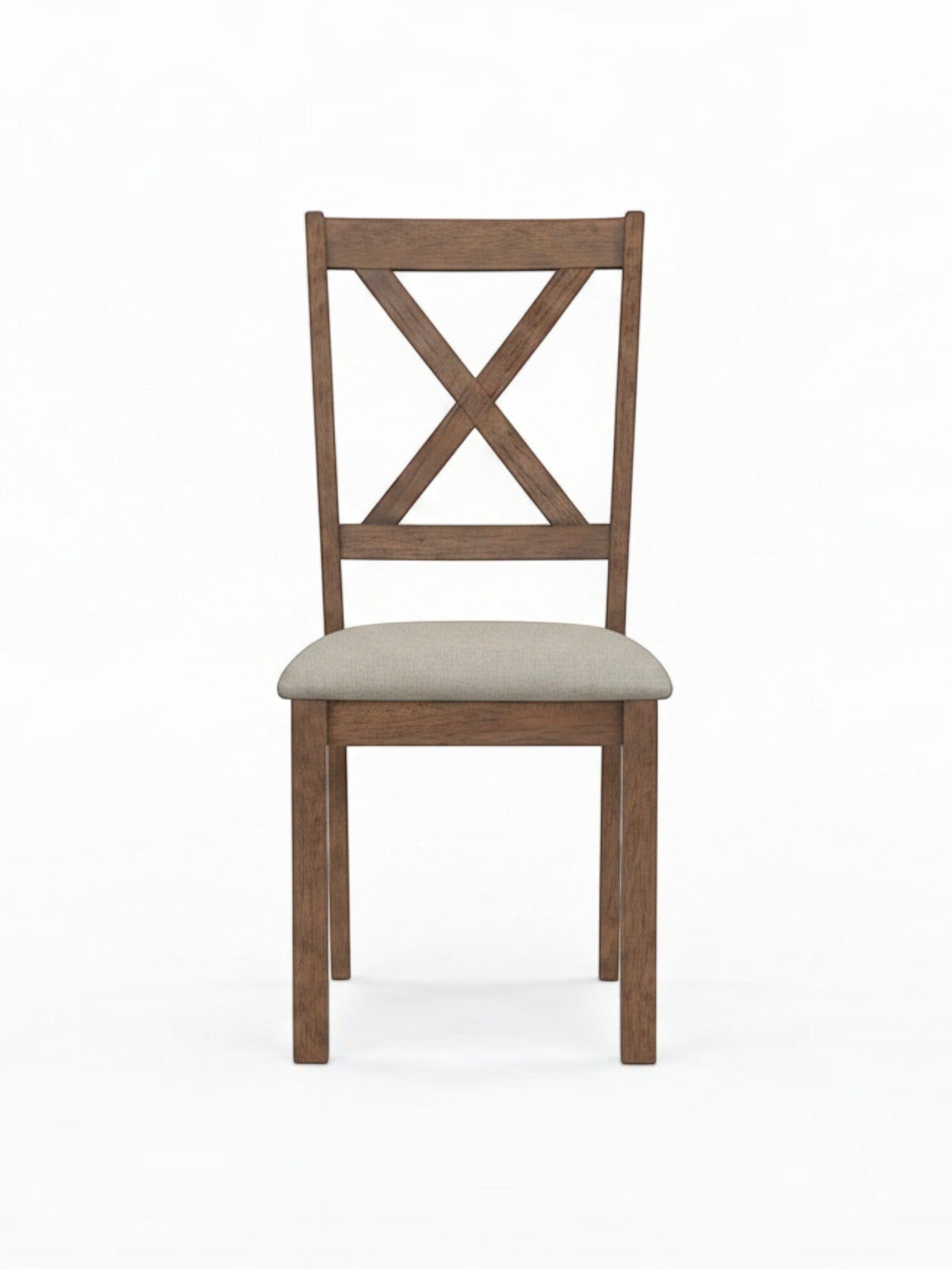 Chaise Monarch 1311 de TOCO Meubles en bois brun avec dossier en croix et assise rembourrée en tissu beige