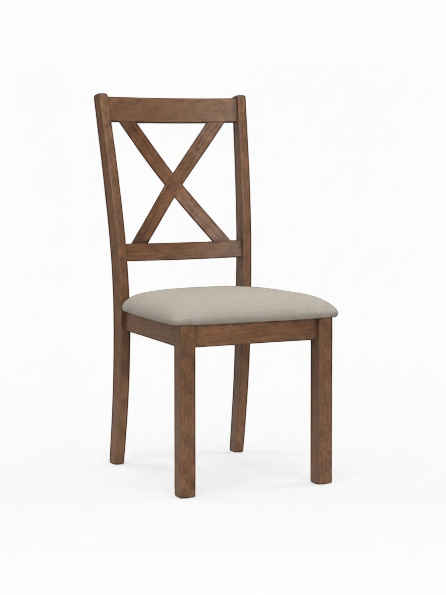 Chaise Monarch 1311 de TOCO Meubles en bois brun avec dossier en croix et assise rembourrée beige