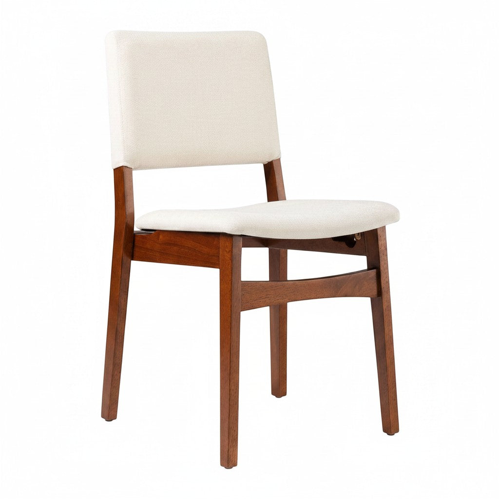 Chaise TOCO Meubles Transformer en noyer américain avec tissu crème, design moderne et ergonomique.
