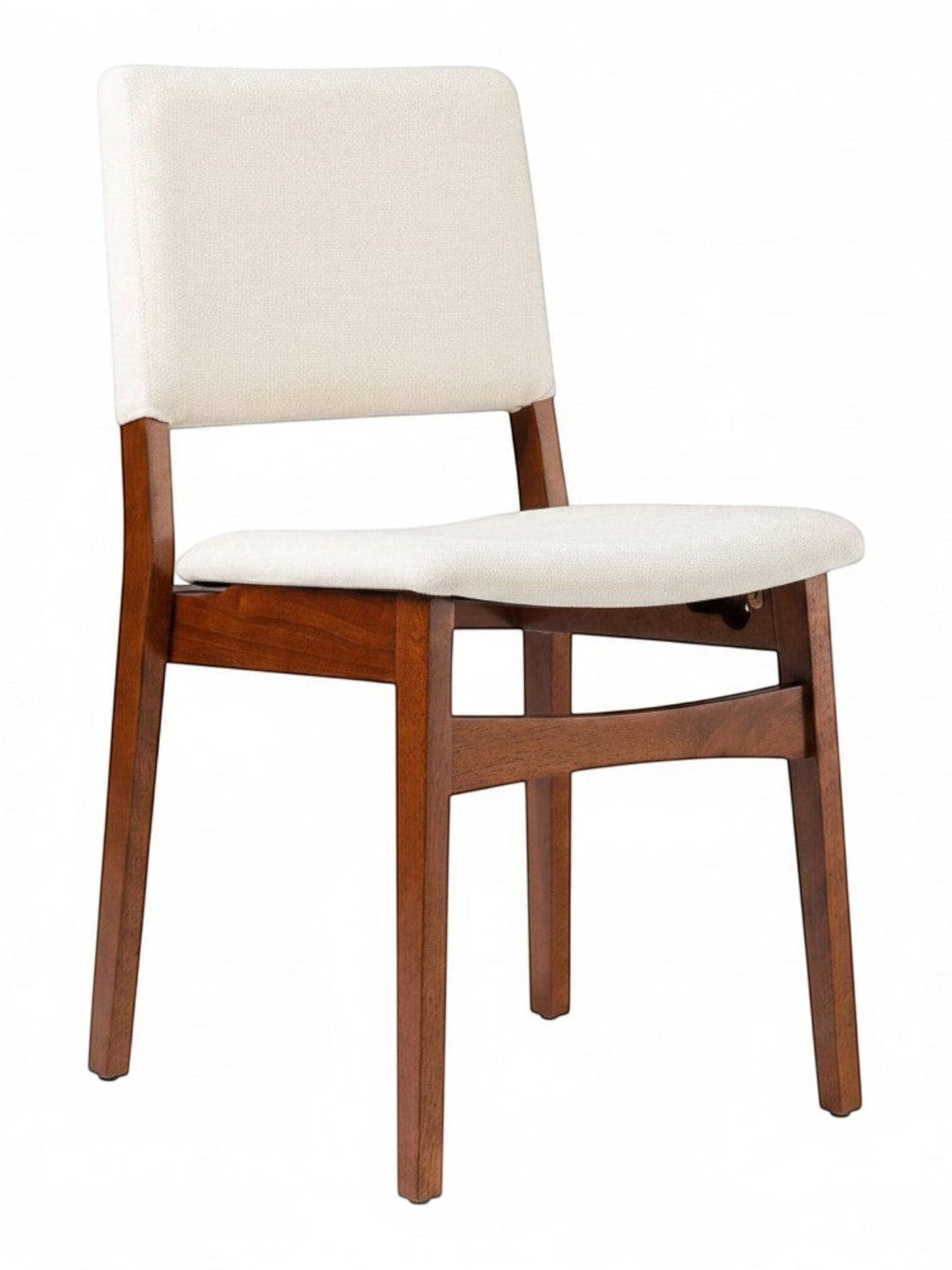 Chaise TOCO Meubles Transformer en noyer américain avec tissu crème, design moderne et ergonomique.