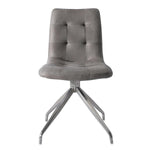 Chaise de salle à manger Paolo TOCO Meubles grise en tissu capitonné avec piètement chromé pivotant