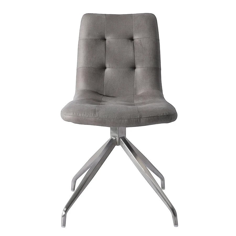 Chaise de salle à manger Paolo TOCO Meubles grise en tissu capitonné avec piètement chromé pivotant