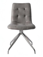 Chaise de salle à manger Paolo TOCO Meubles grise en tissu capitonné avec piètement chromé pivotant