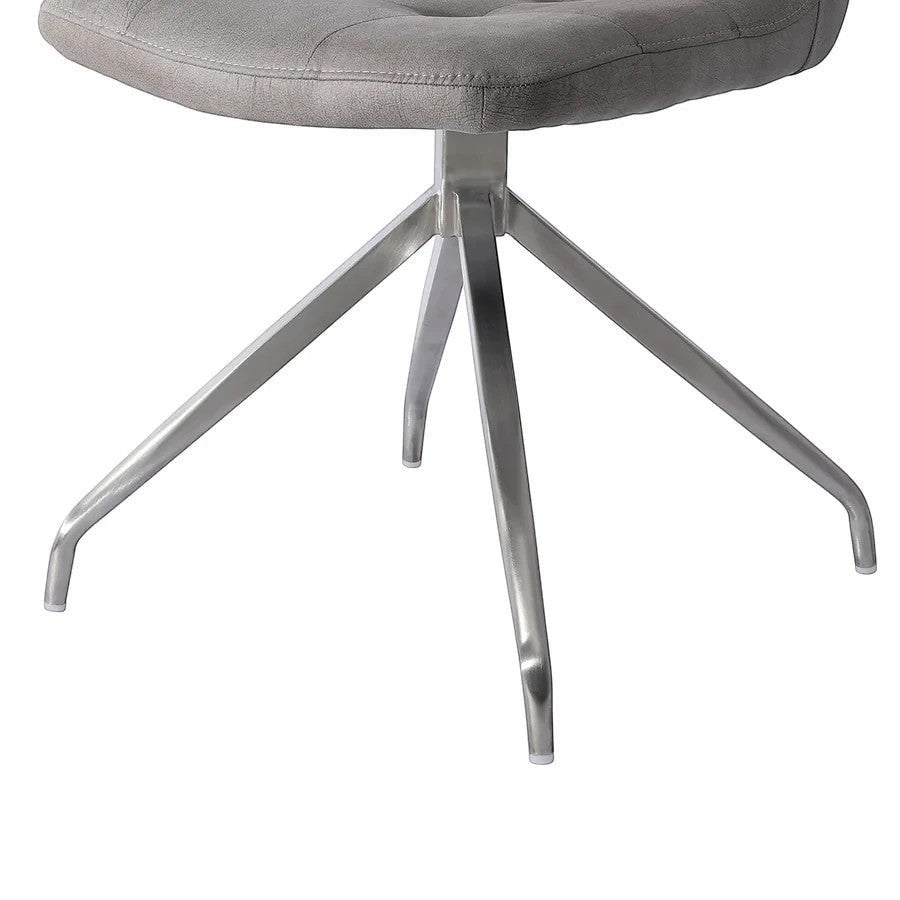 Chaise de salle à manger Paolo TOCO Meubles grise capitonnée avec piètement chromé pivotant