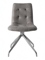 Chaise de salle à manger Paolo TOCO Meubles grise en tissu capitonné avec piètement chromé pivotant