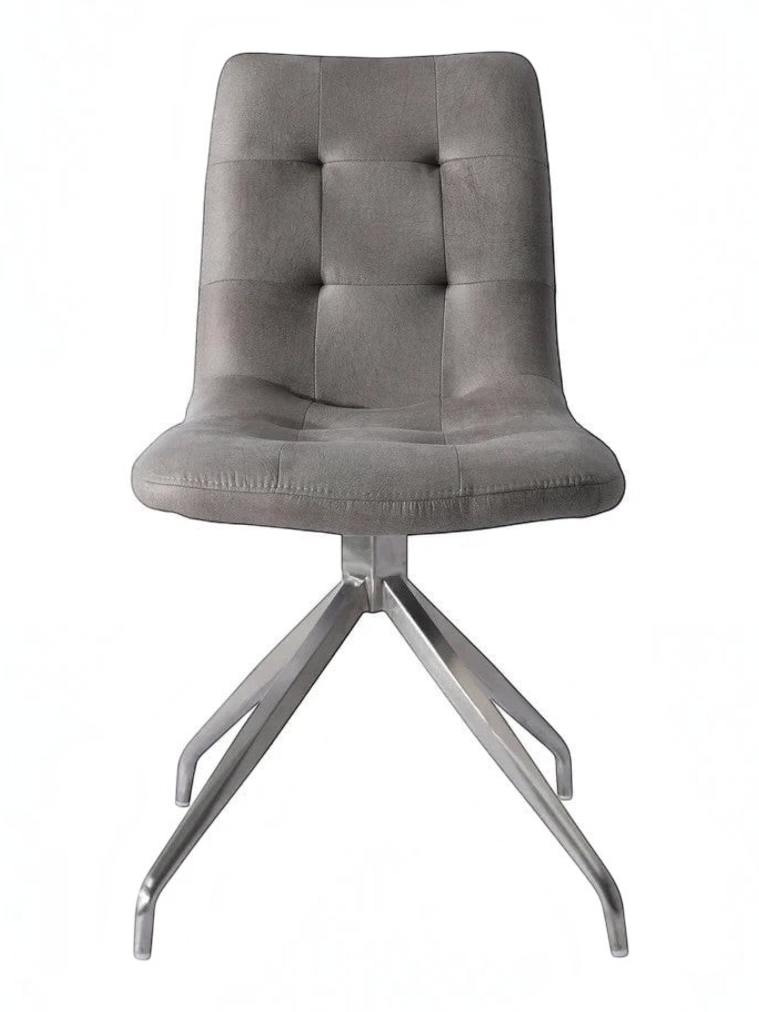 Chaise de salle à manger Paolo TOCO Meubles grise en tissu capitonné avec piètement chromé pivotant