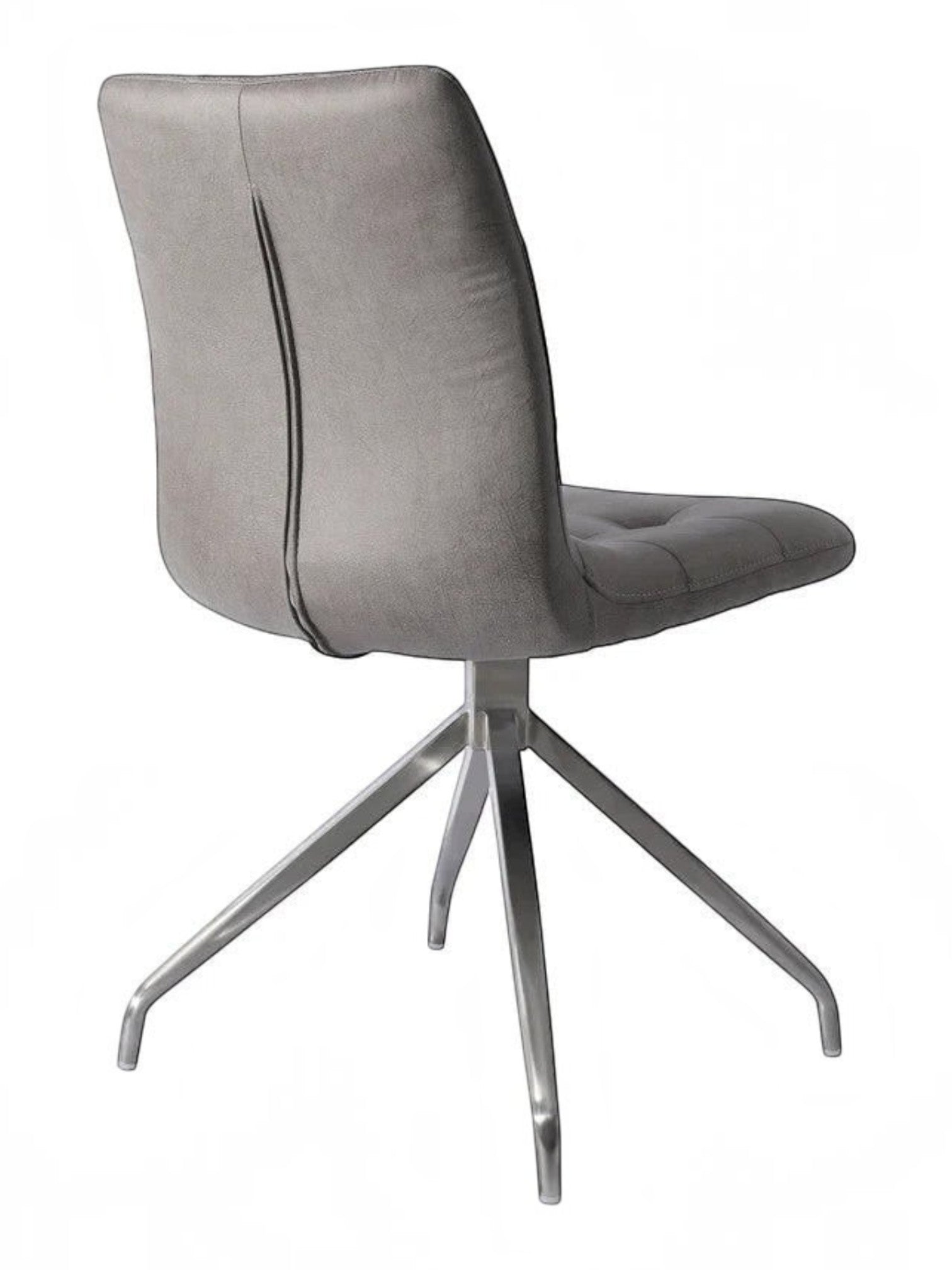 Chaise de salle à manger Paolo TOCO Meubles grise en tissu capitonné avec piètement chromé pivotant