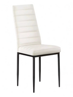 Chaise de salle à manger TOCO Meubles Remo blanche en similicuir avec dossier haut et pieds en métal noir
