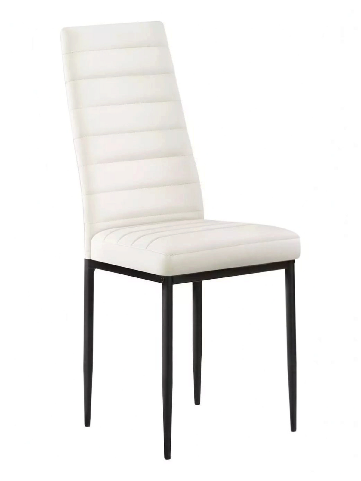 Chaise de salle à manger TOCO Meubles Remo blanche en similicuir avec dossier haut et pieds en métal noir