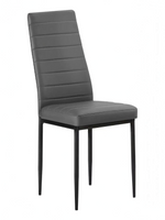Chaise de salle à manger TOCO Meubles Remo grise en similicuir avec dossier haut et pieds en métal noir