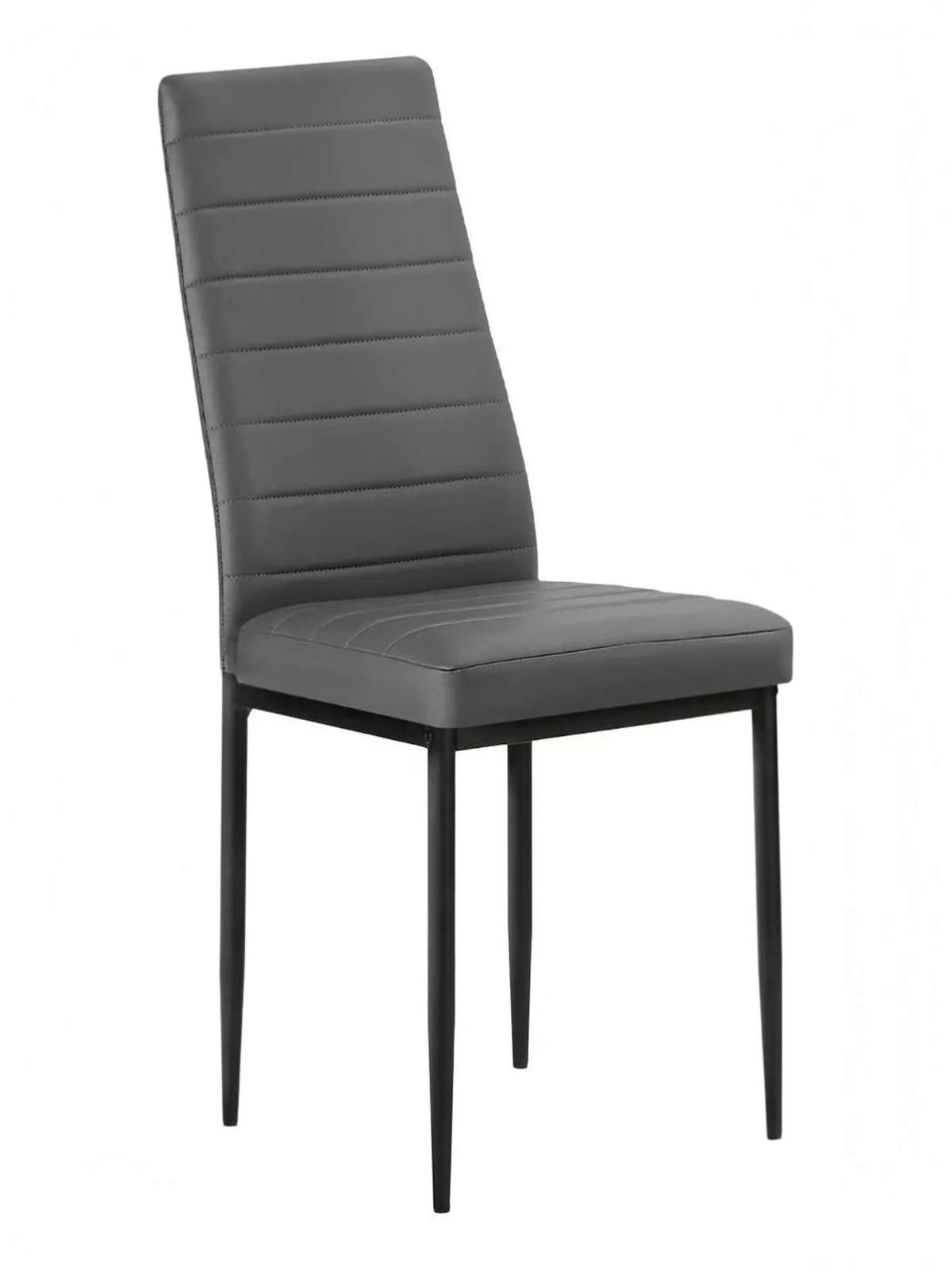 Chaise de salle à manger TOCO Meubles Remo grise en similicuir avec dossier haut et pieds en métal noir