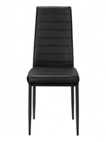 Chaise de salle à manger TOCO Meubles Remo noire en similicuir avec dossier haut et pieds en métal noir