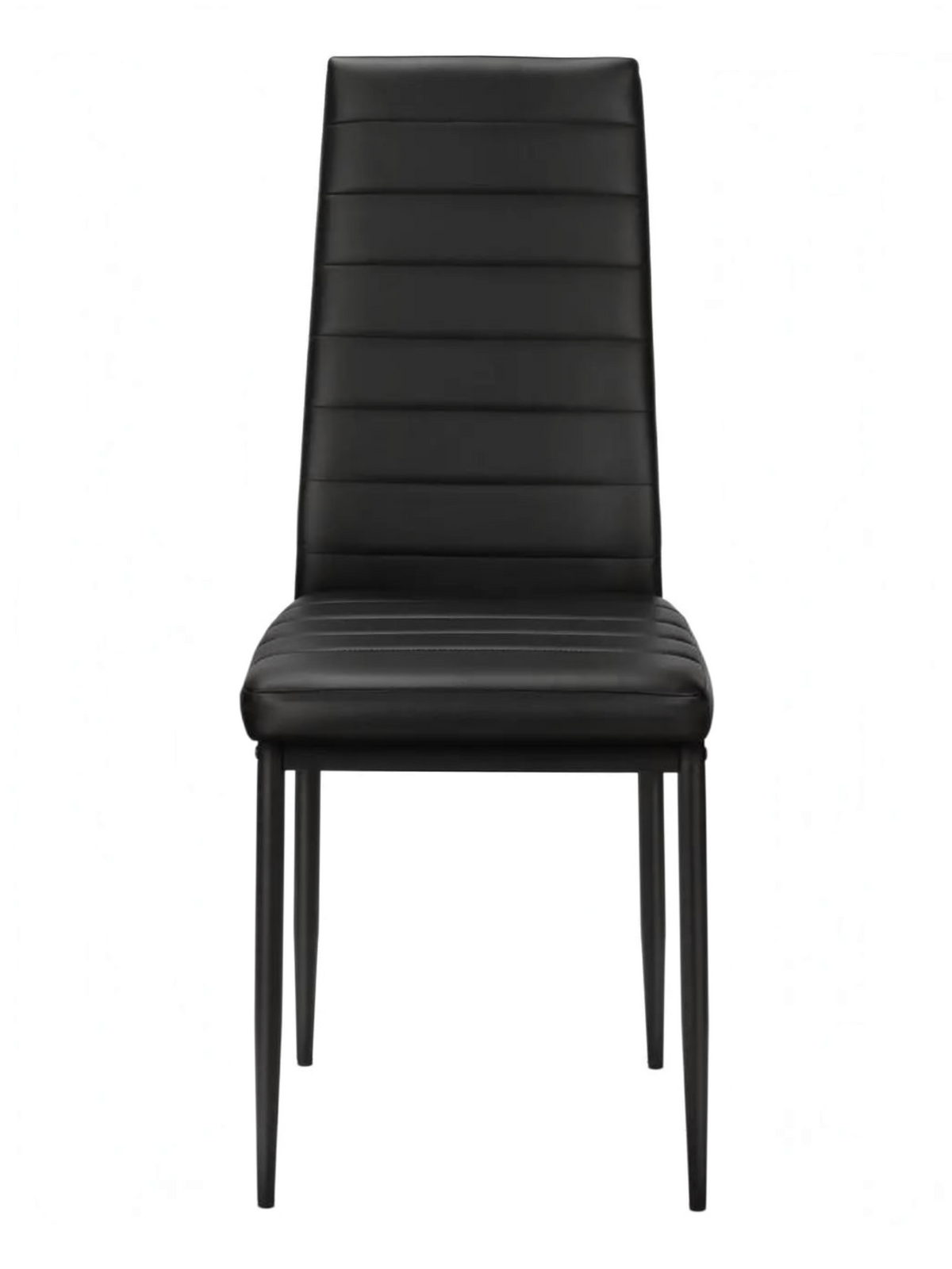Chaise de salle à manger TOCO Meubles Remo noire en similicuir avec dossier haut et pieds en métal noir