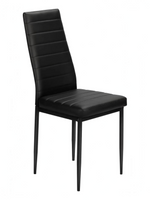 Chaise de salle à manger Remo par TOCO Meubles en similicuir noir avec dossier haut et pieds en métal noir