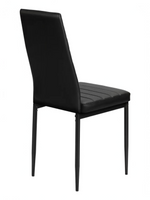 Chaise de salle à manger Remo par TOCO Meubles en similicuir noir avec dossier haut et pieds en métal noir