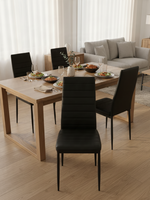 Chaises de salle à manger Remo par TOCO Meubles en similicuir noir avec dossier haut et pieds en métal noir