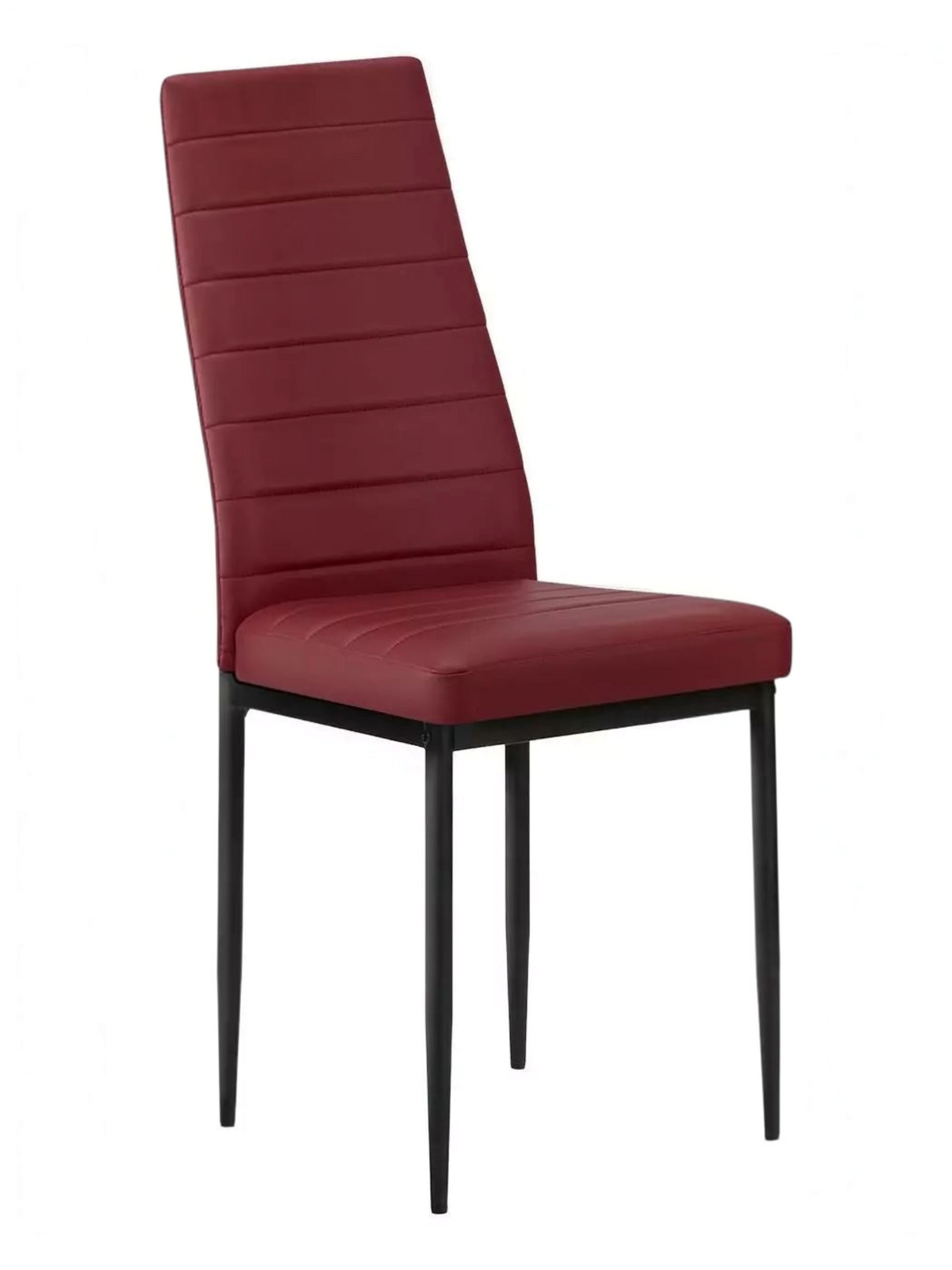 Chaise de salle à manger TOCO Meubles Remo rouge en similicuir avec dossier haut et pieds en métal noir