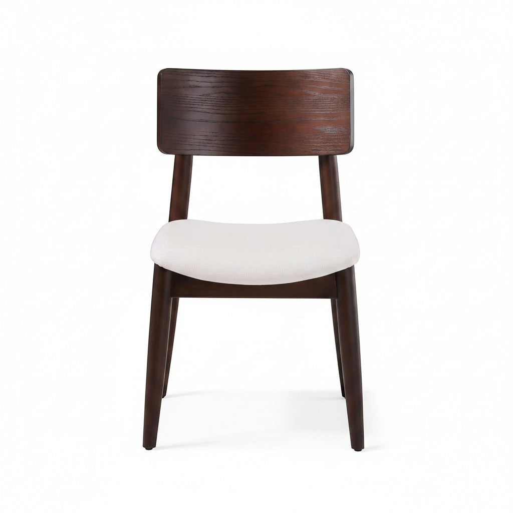 TOCO Meubles Chaise Ronde Transformer en bois de noyer foncé avec assise blanche rembourrée, design moderne.
