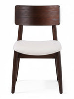 TOCO Meubles Chaise Ronde Transformer en bois de noyer foncé avec assise blanche rembourrée, design moderne.