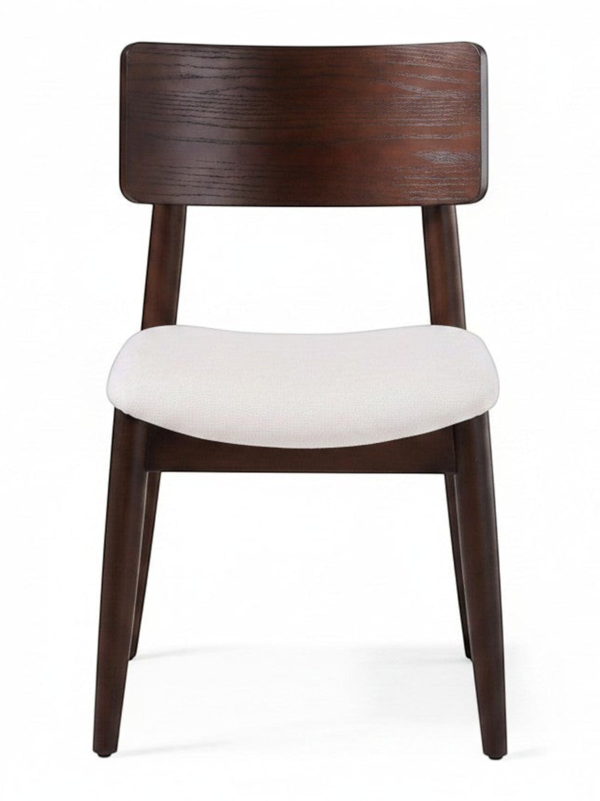 TOCO Meubles Chaise Ronde Transformer en bois de noyer foncé avec assise blanche rembourrée, design moderne.