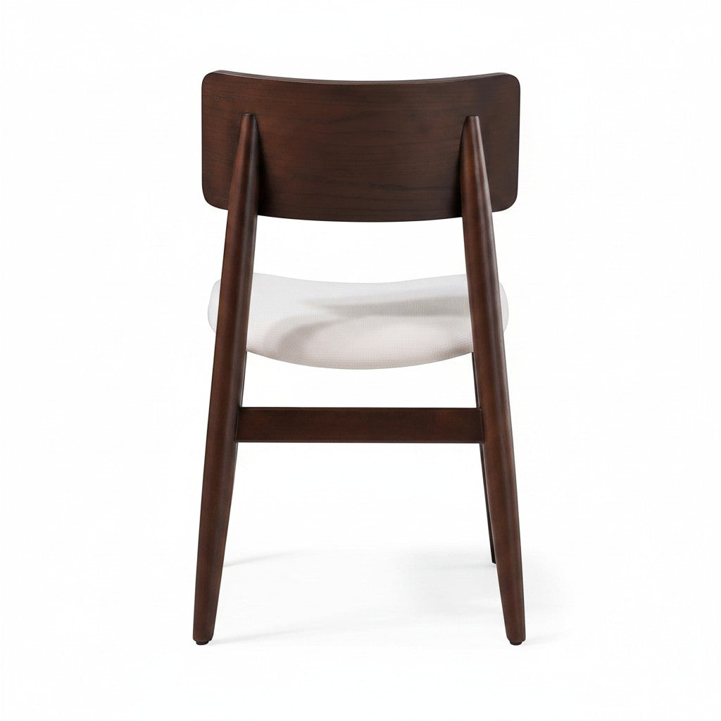 TOCO Meubles Chaise Ronde Transformer en bois foncé avec assise blanche, design moderne et épuré.