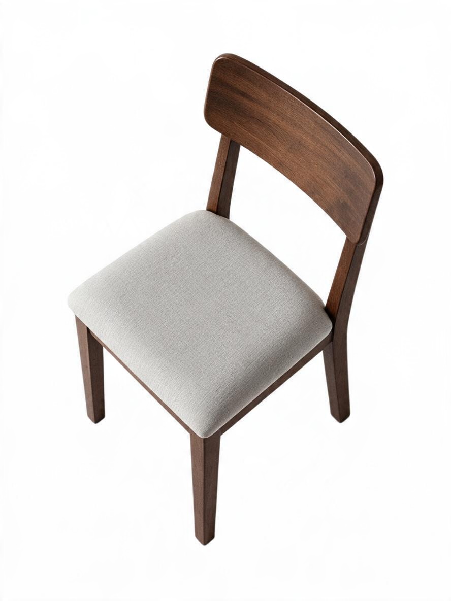 Chaise de salle à manger TOCO Meubles Tavio en bois brun moyen avec siège rembourré en tissu gris pâle