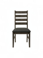 Chaise de salle à manger TOCO Meubles Robby en bois gris antique avec assise rembourrée en tissu gris