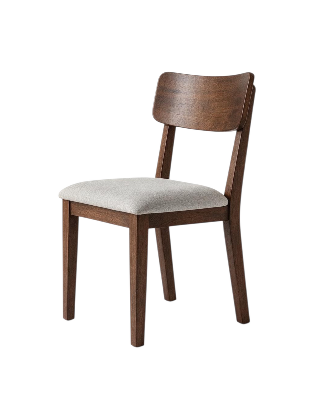 Chaise de salle à manger TOCO Meubles Tavio en bois brun moyen avec dossier courbé et siège rembourré gris pâle
