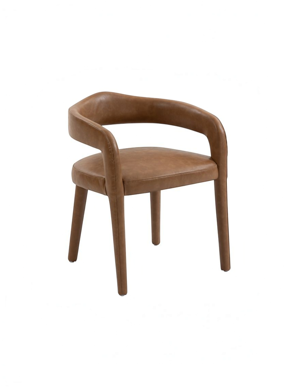 Chaise de salle à manger Ady par TOCO Meubles en revêtement cognac avec dossier courbé et assise rembourrée