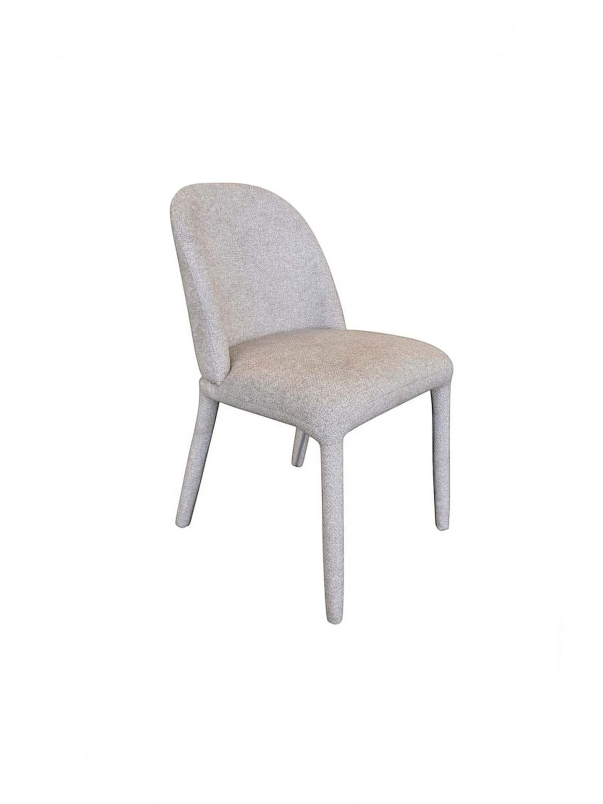 Chaise de salle à manger moderne Kira par TOCO Meubles en tissu texturé beige avec dossier haut et pattes recouvertes