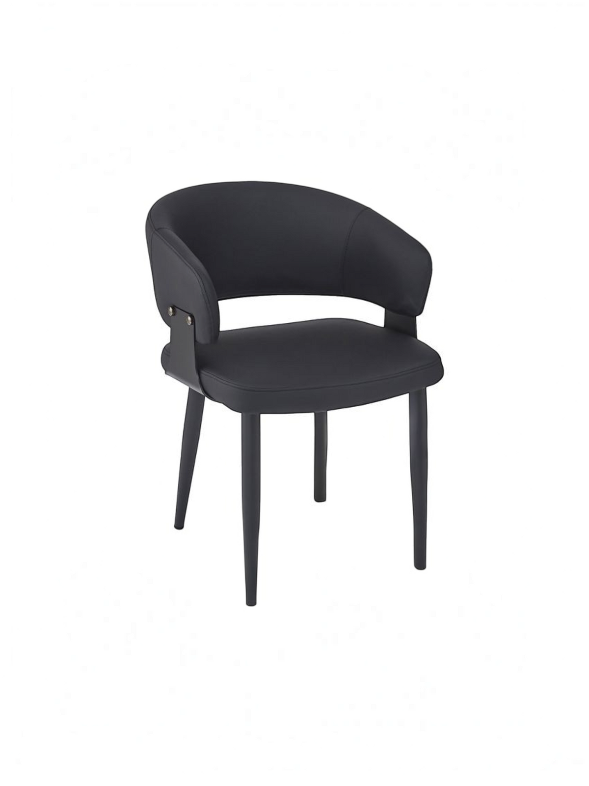 Chaise de salle à manger TOCO Meubles Loany noire en similicuir avec dossier baquet et structure en métal noir mat