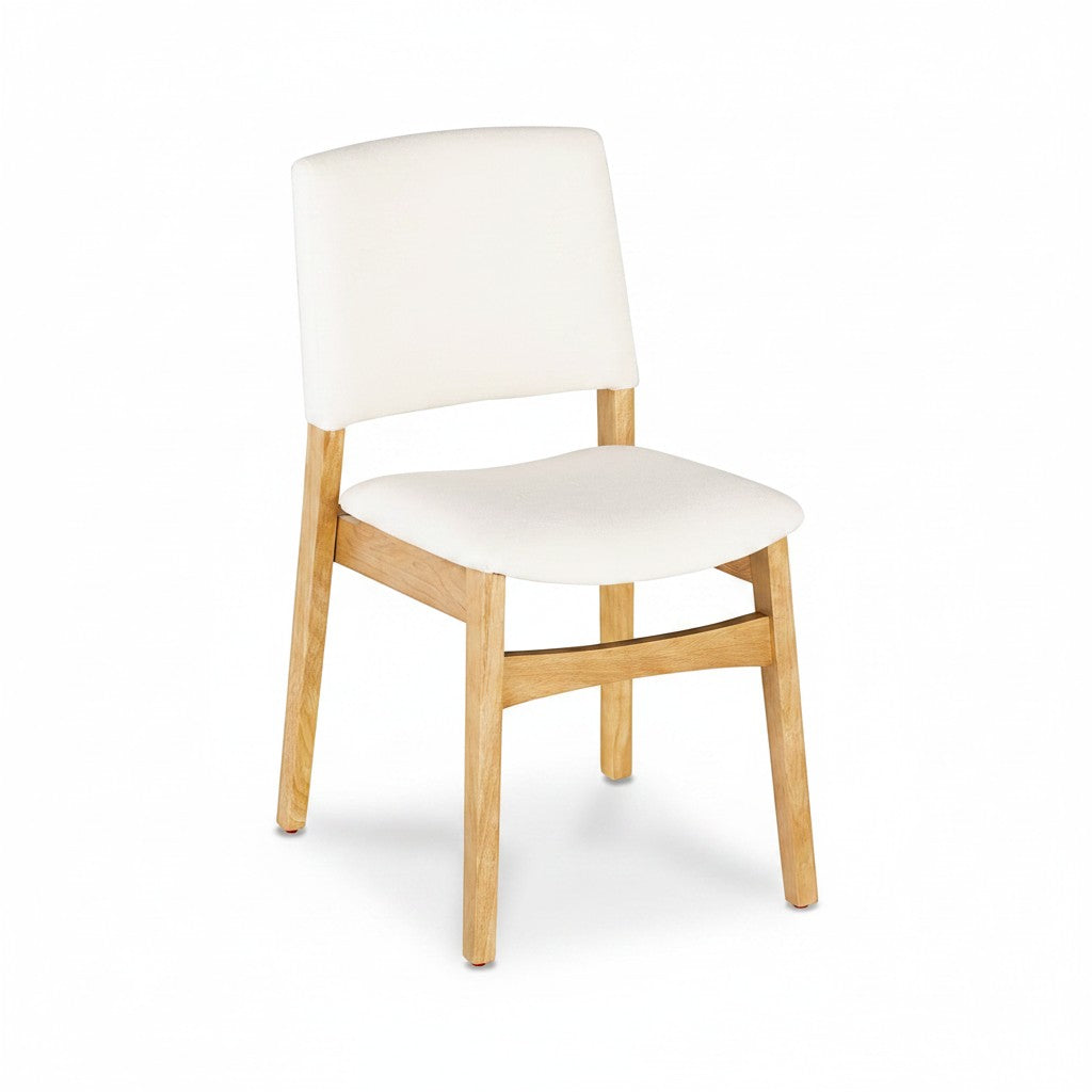 Chaise TOCO Meubles Transformer en bois de chêne scandinave avec assise et dossier blancs rembourrés. Design moderne et ergonomique.