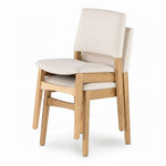 Chaises empilables TOCO Meubles en bois de chêne scandinave avec assise et dossier rembourrés crème