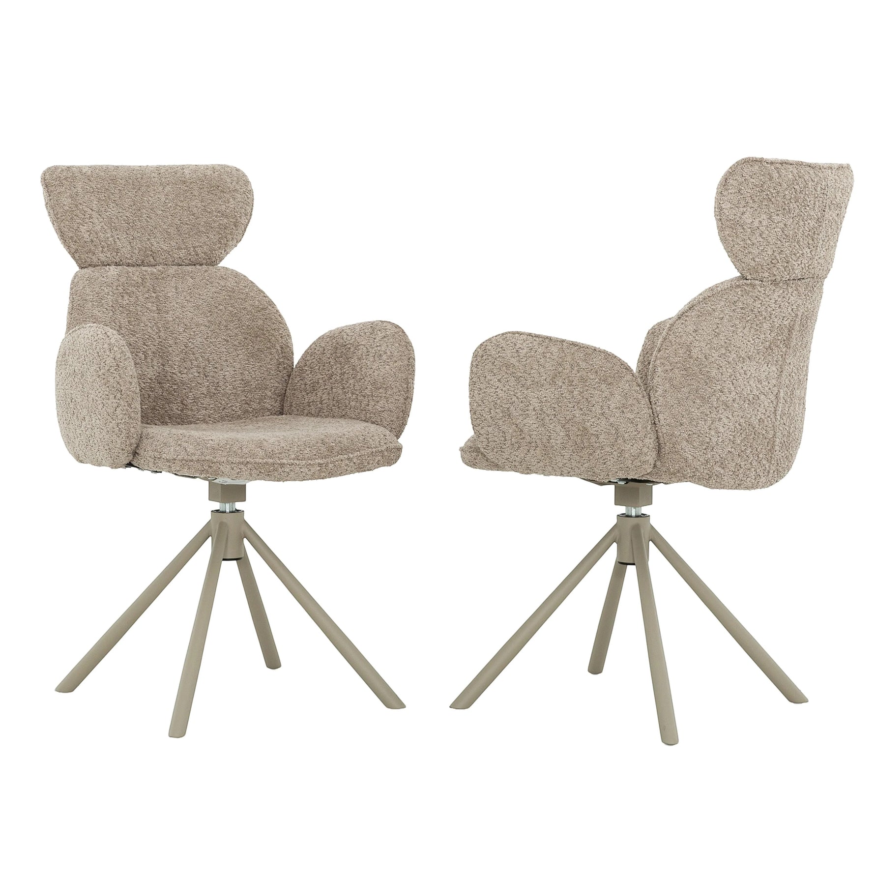 TOCO Meubles Chaise de salle à manger Sinatra beige texturée avec pieds en étoile pivotants