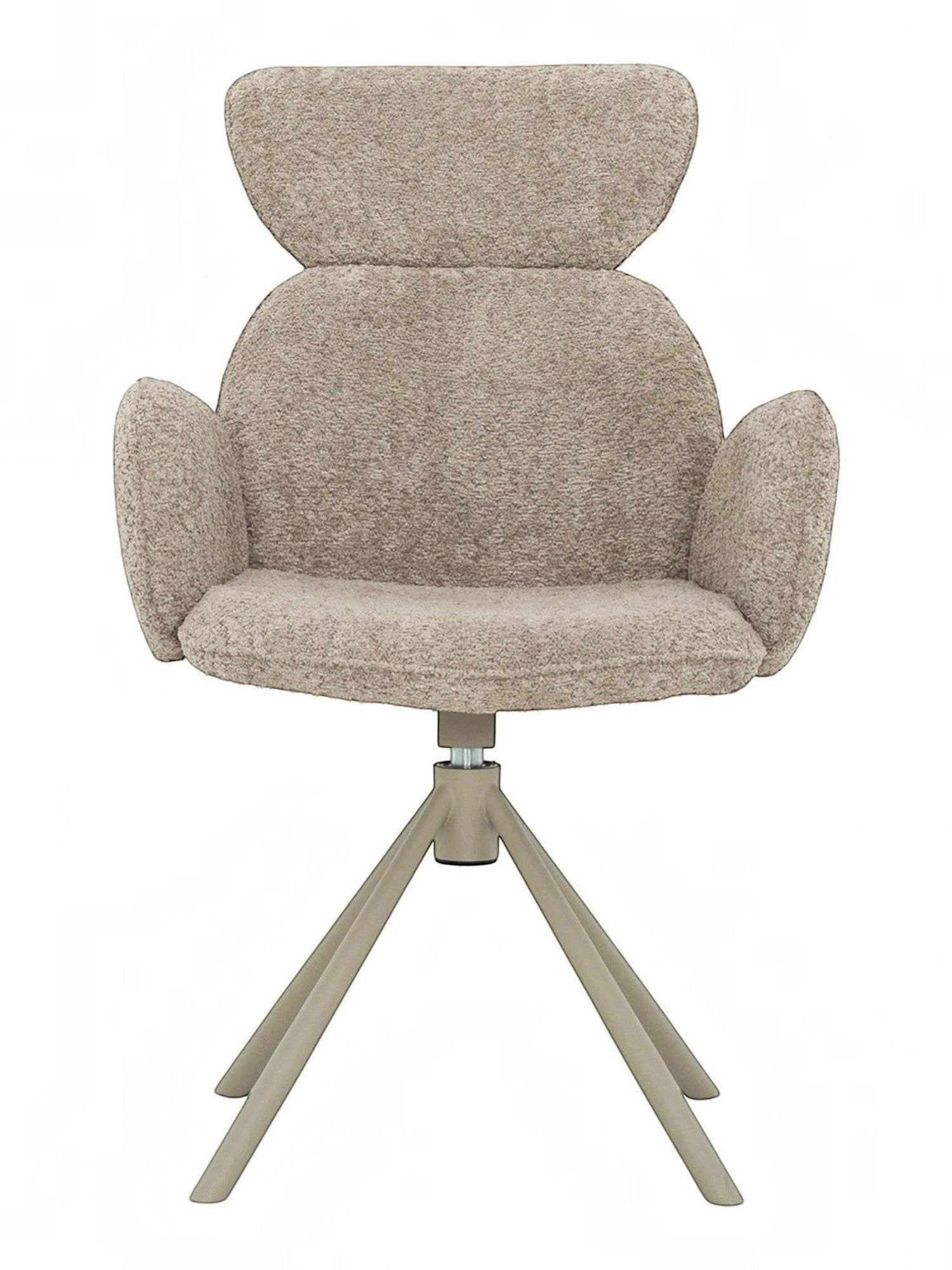 Chaise de salle à manger Sinatra TOCO Meubles en tissu texturé beige avec dossier haut et pieds en étoile